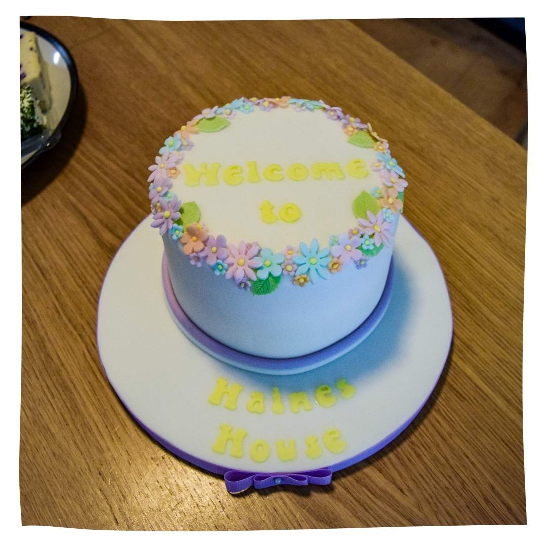 A cake made by Lisa, a staff member at Haines House, for the welcoming of the Lord Mayor