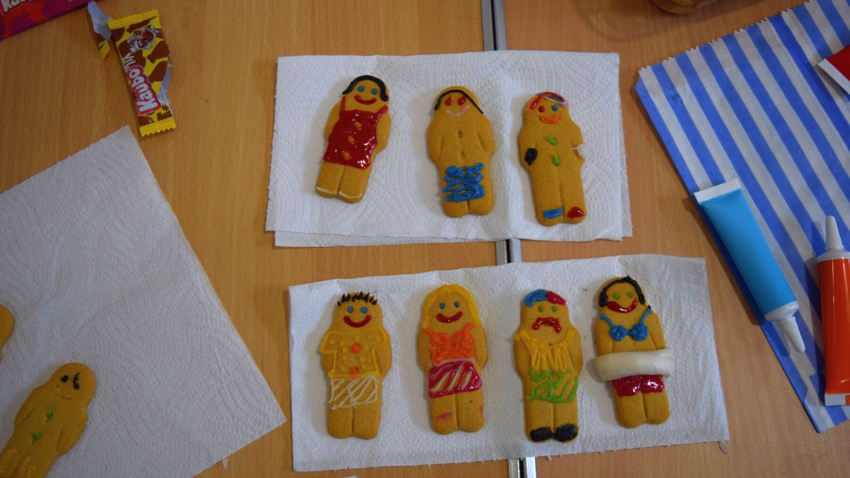 A selection of decorated gingerbread biscuits