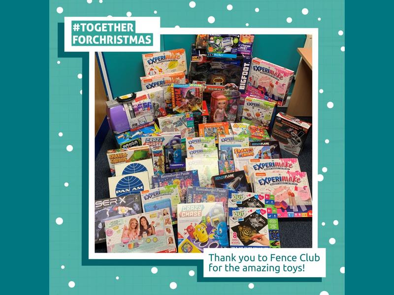 We are thankful to to the Fence Club for their kind help with the purchase of much needed toys for the children we support.