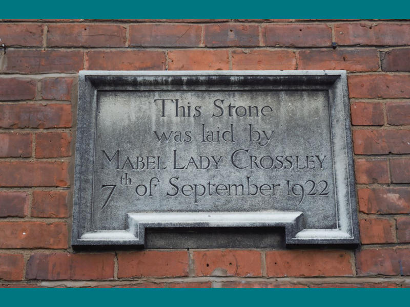 Memorial stone at the Crossley Gaddum building at Inscape School