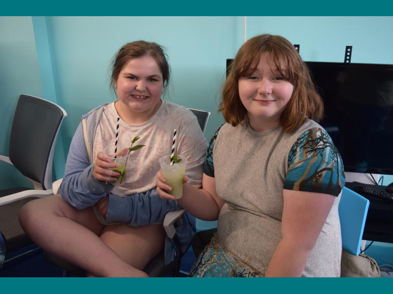 Alice and Amy enjoying their mojito mocktails.