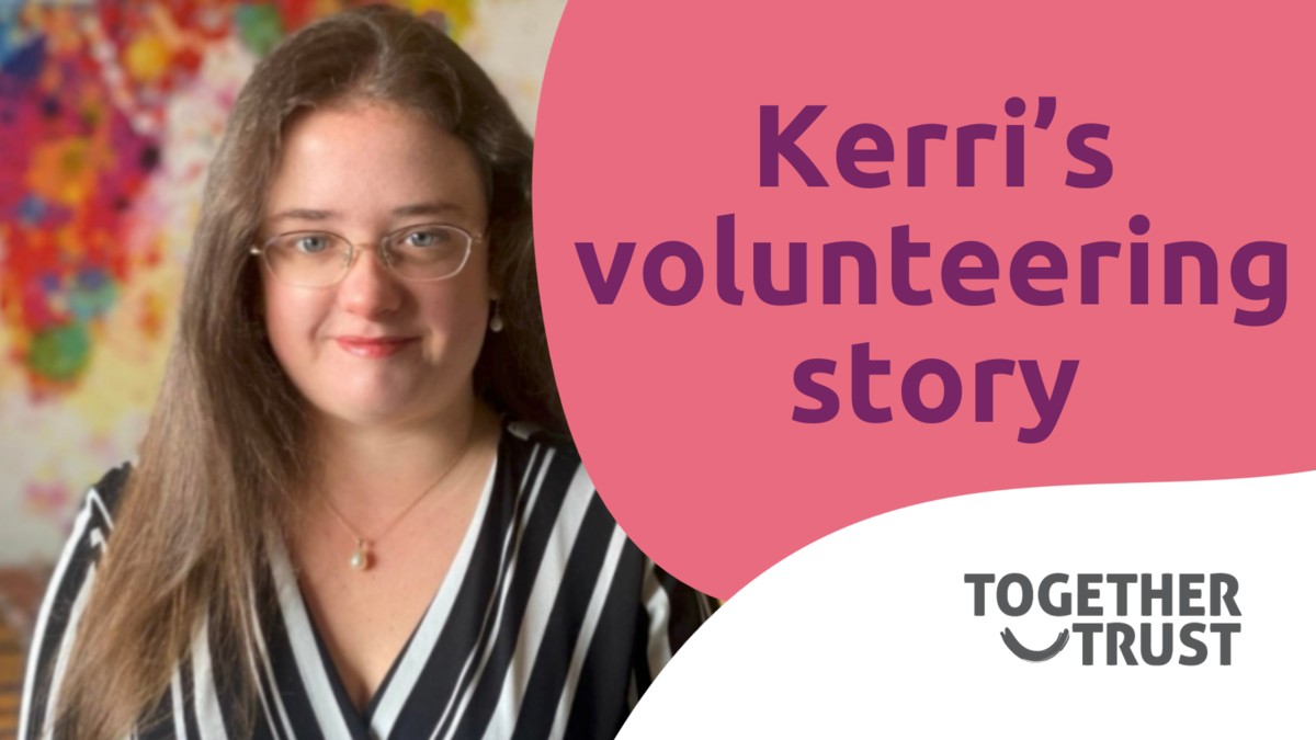 An image of Kerri with a text that reads "Kerri's volunteering story"