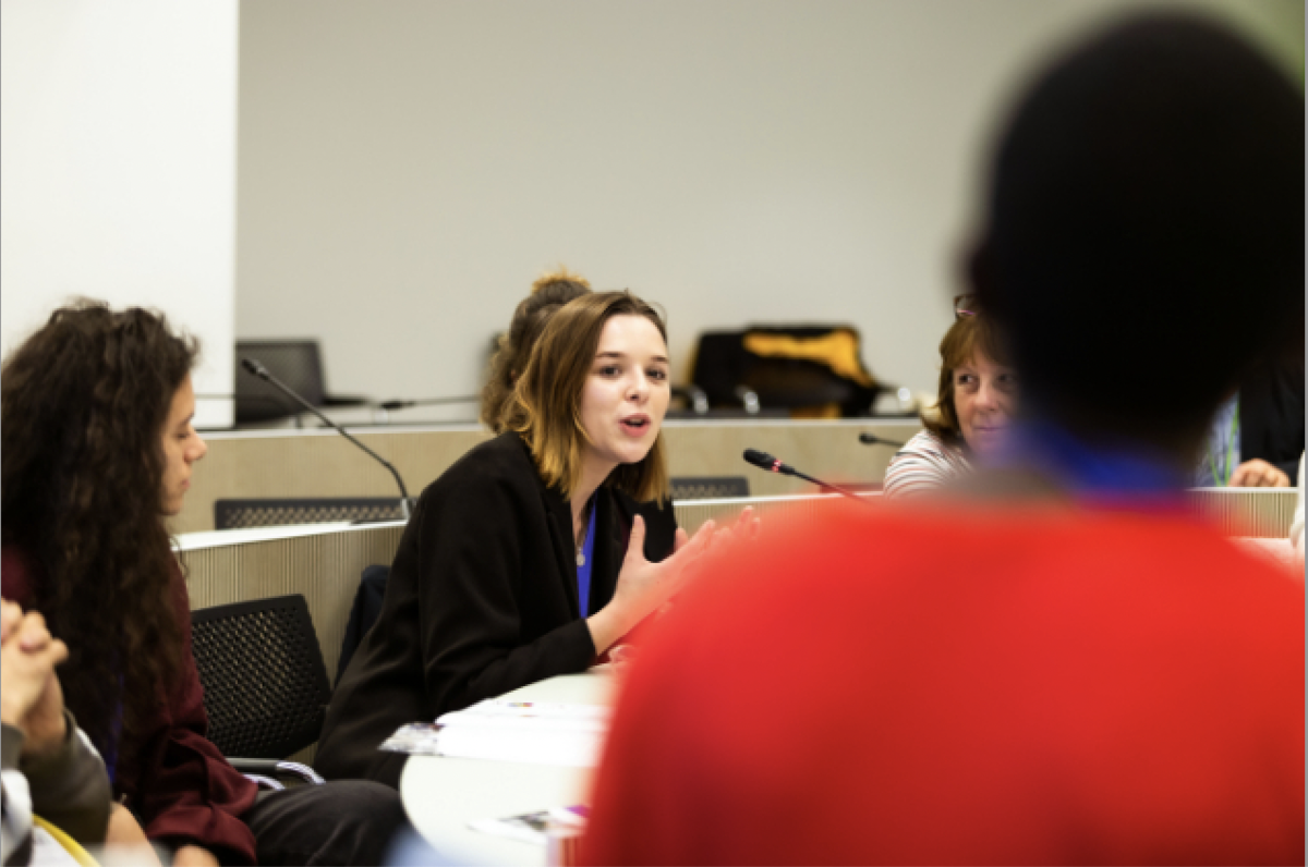 Lucy talking on the panel