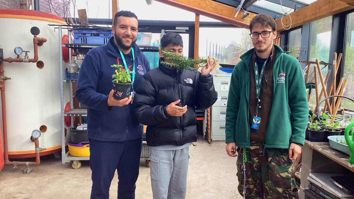 Tom (right) with student and tutor Kane at Bridge College