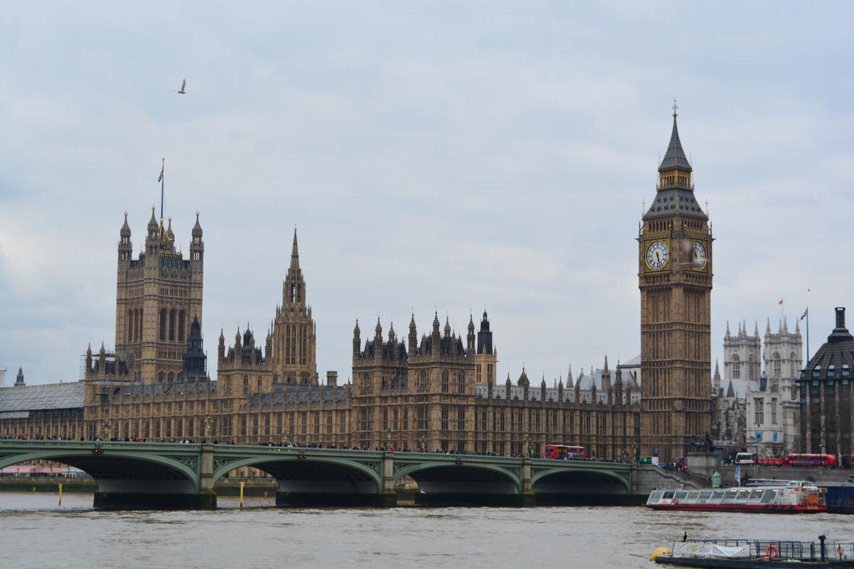 Palace of Westminster and Big Ben in London.