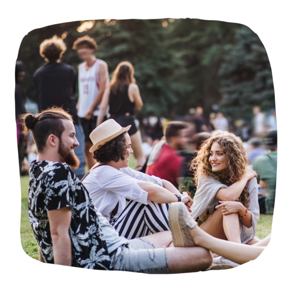 People sat in a field