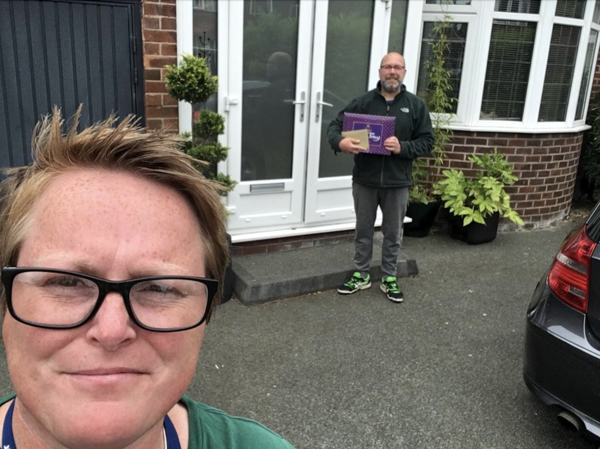 A Shop & Drop volunteer dropping a package at one of our homes A Shop & Drop volunteer dropping a package at one of our homes