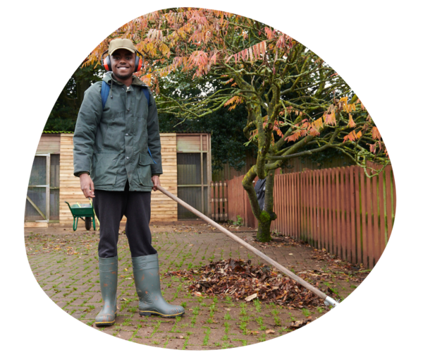 Bridge student with sweeping brush