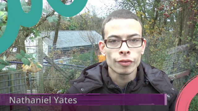 A still of Nathaniel from his youtube film taking about inaccessible railway stations