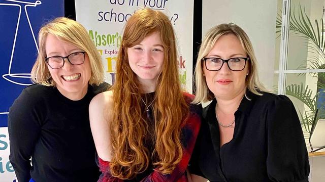 From left to right: poet Laura Mucha, Talia and Inscape's librarian Jenna-May Griffiths.