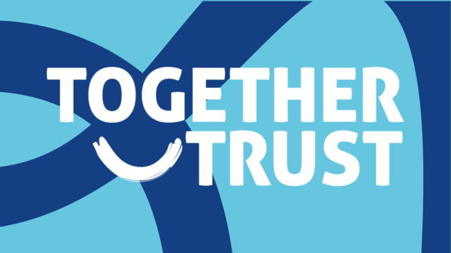 Blue graphic with the Together Trust logo.